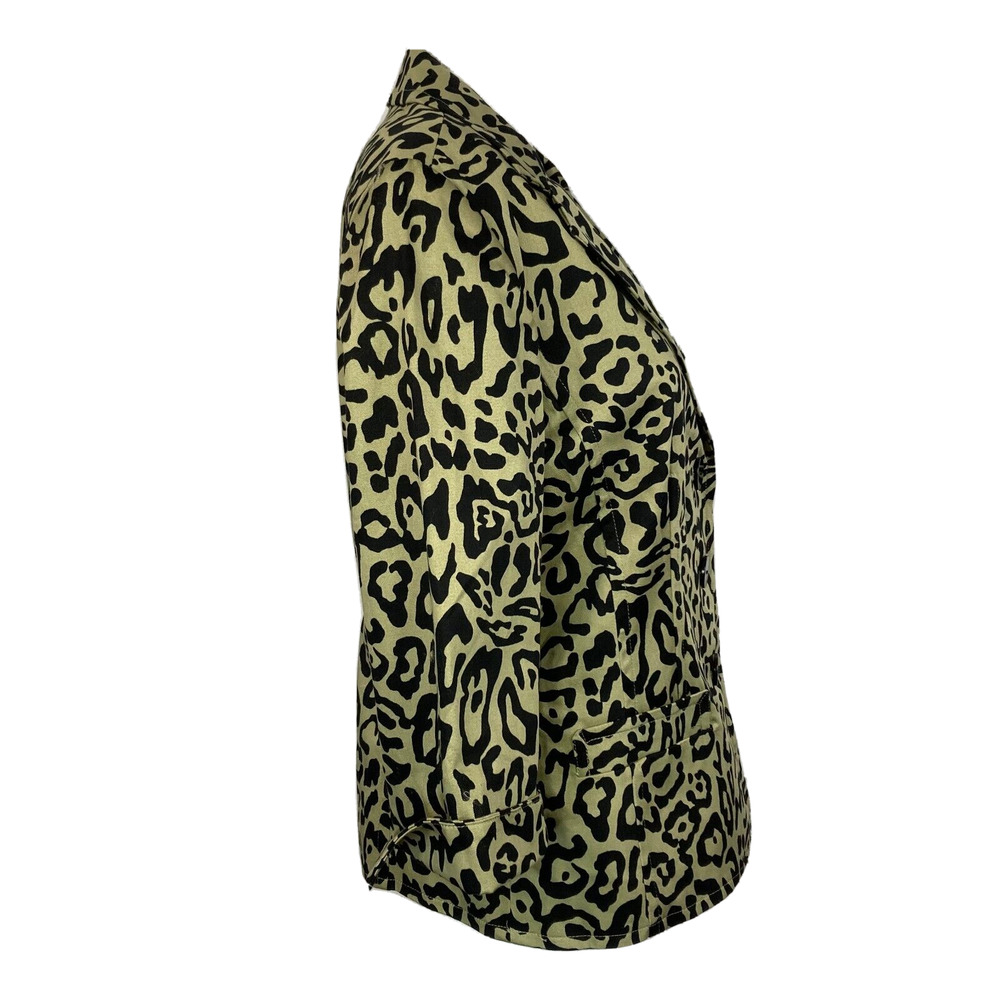 Linea By Louis Dell'Olio Blazer‎ Womens Green Leopard Cotton Stretch Jacket NWOT - Picture 3 of 11